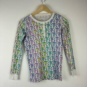 Roller Rabbit Long Sleeve Henley top Pima cotton kids size 14 rainbow monkey